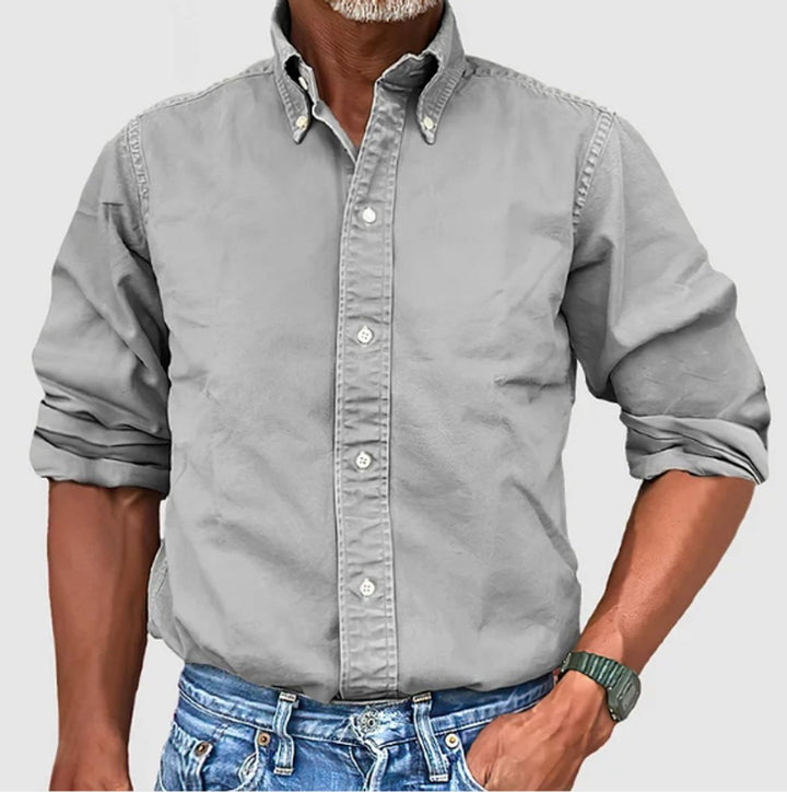 Men's Long-Sleeve Button-Down Regular-Fit Cotton Shirt