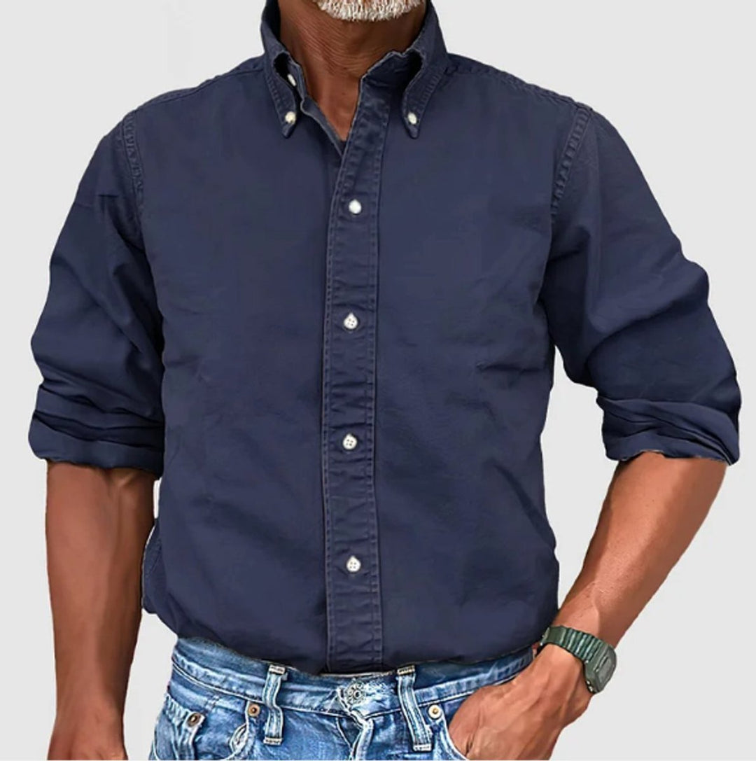 Men's Long-Sleeve Button-Down Regular-Fit Cotton Shirt