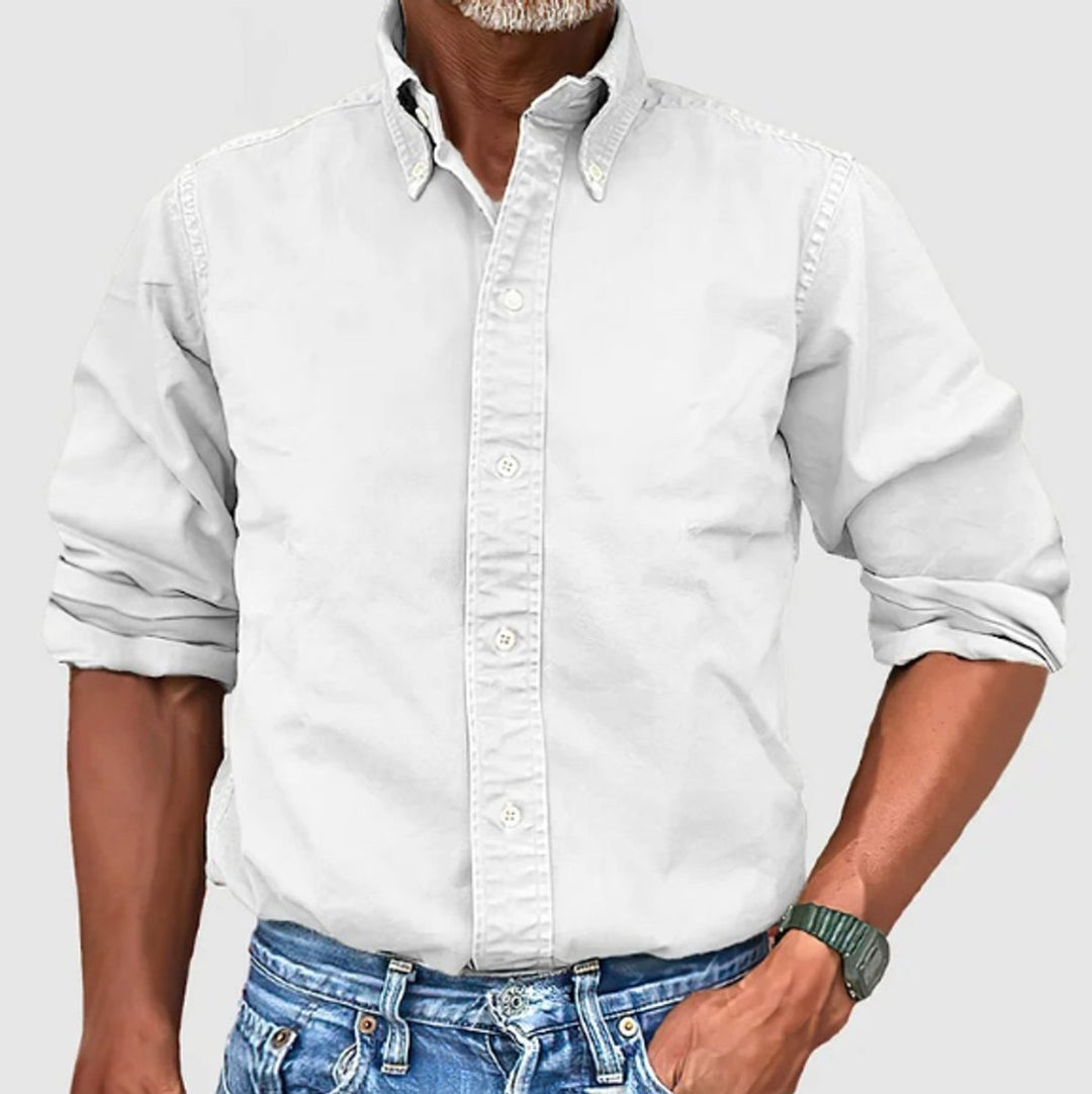 Men's Long-Sleeve Button-Down Regular-Fit Cotton Shirt