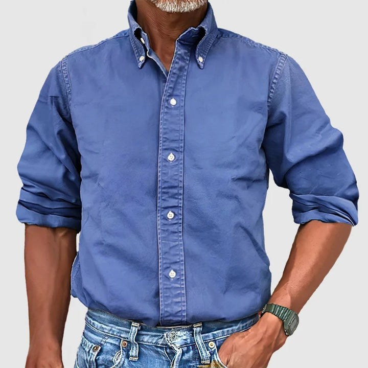 Men's Long-Sleeve Button-Down Regular-Fit Cotton Shirt