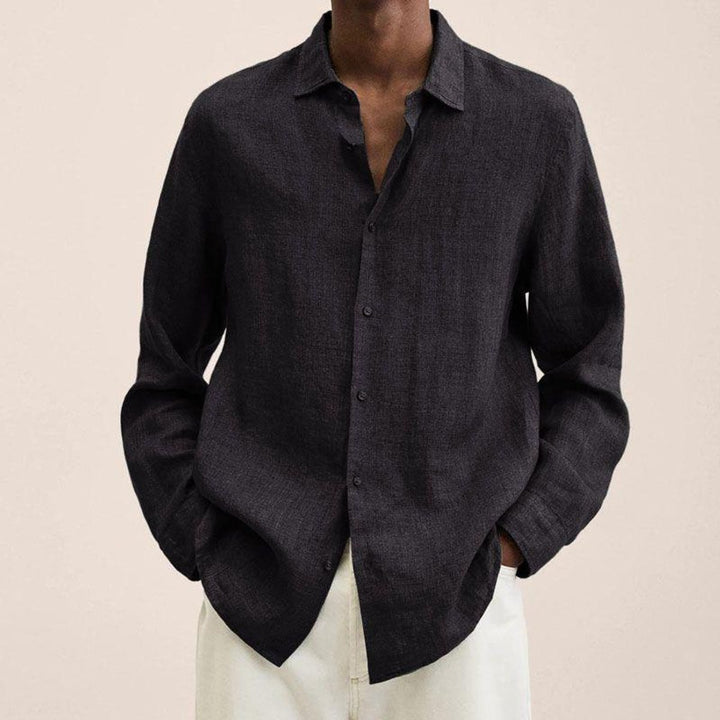 Men's Long-Sleeve Button-Up Shirt Classic Relaxed Fit