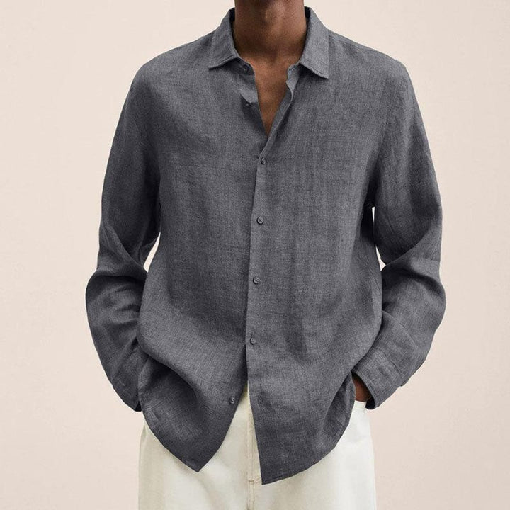 Men's Long-Sleeve Button-Up Shirt Classic Relaxed Fit