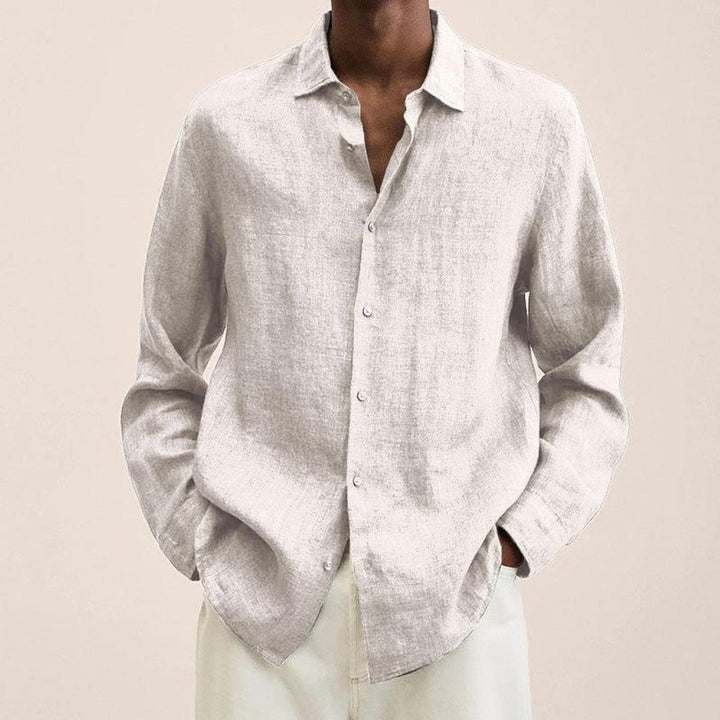 Men's Long-Sleeve Button-Up Shirt Classic Relaxed Fit