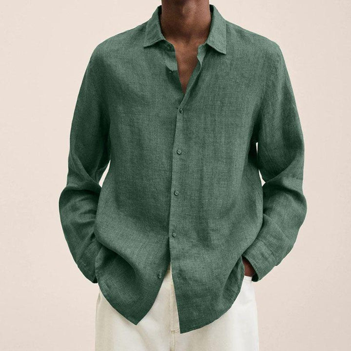 Men's Long-Sleeve Button-Up Shirt Classic Relaxed Fit