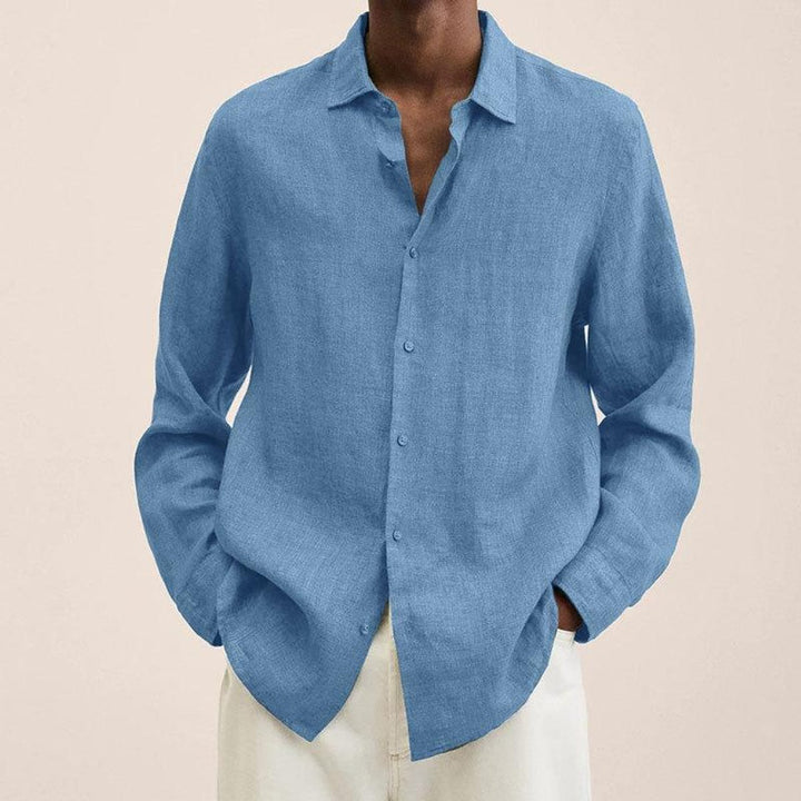 Men's Long-Sleeve Button-Up Shirt Classic Relaxed Fit