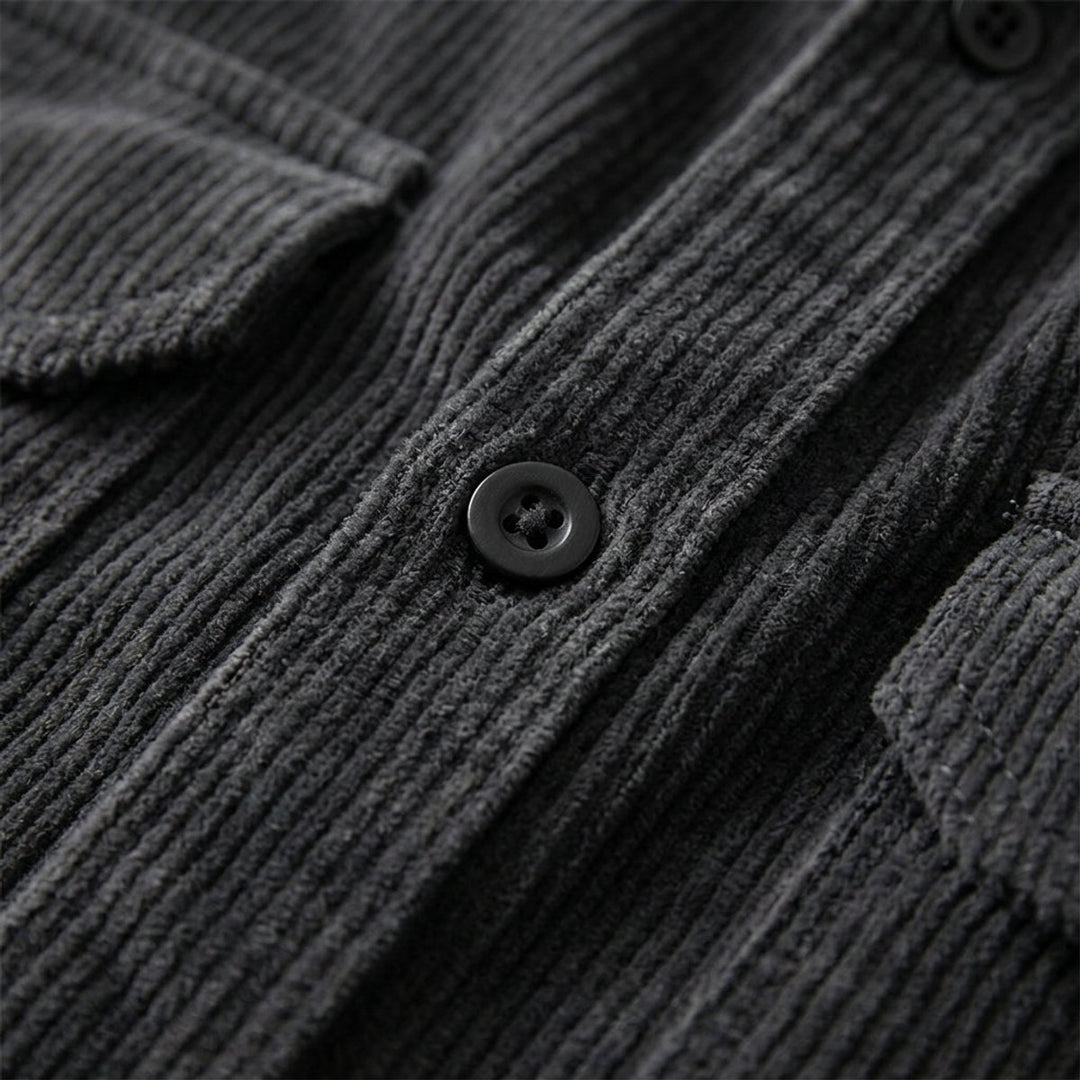 Men's Long-Sleeve Corduroy Overshirt Flannel-Style Shirt Dual Chest Pockets