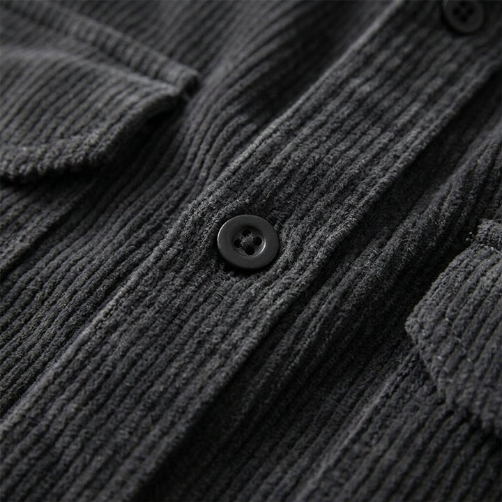 Men's Long-Sleeve Corduroy Overshirt Flannel-Style Shirt Dual Chest Pockets