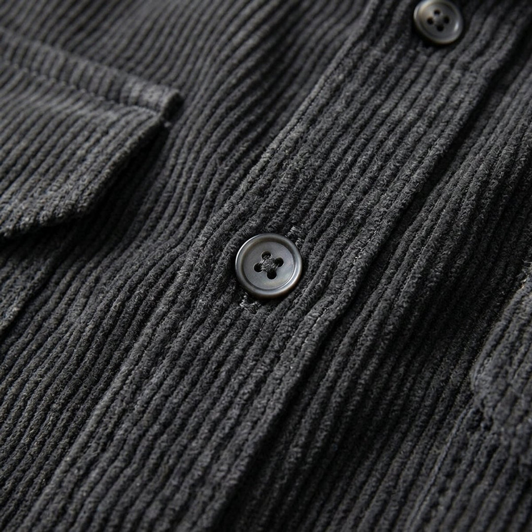 Men's Long-Sleeve Corduroy Overshirt Flannel-Style Shirt Dual Chest Pockets