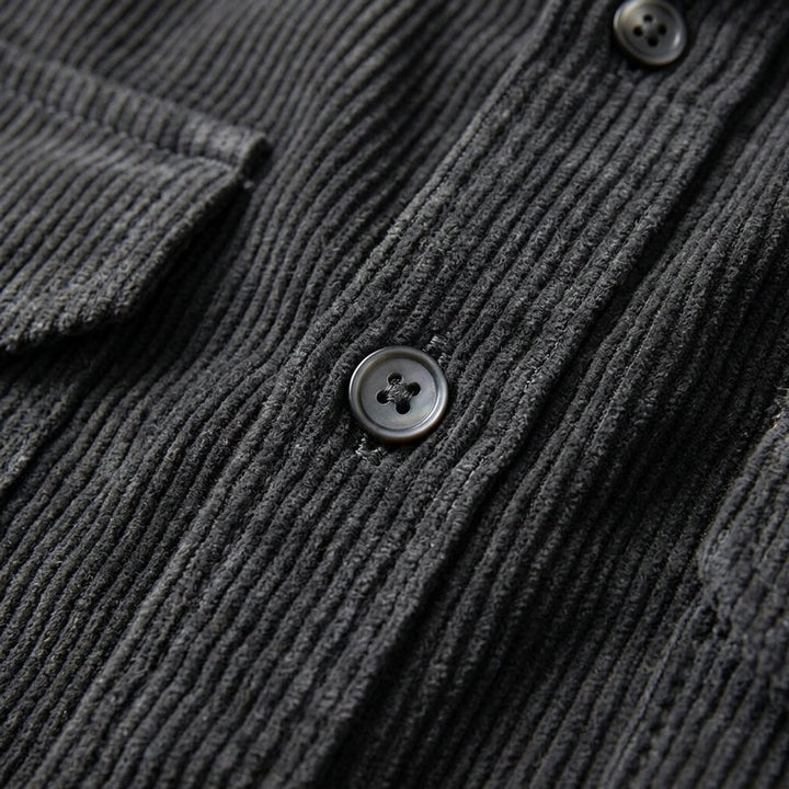 Men's Long-Sleeve Corduroy Overshirt Flannel-Style Shirt Dual Chest Pockets