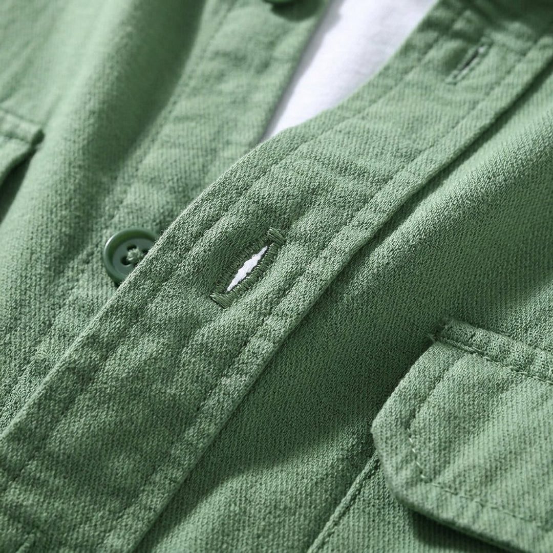 Men's Long-Sleeve Cotton Overshirt Flannel Shirt Chest Pockets