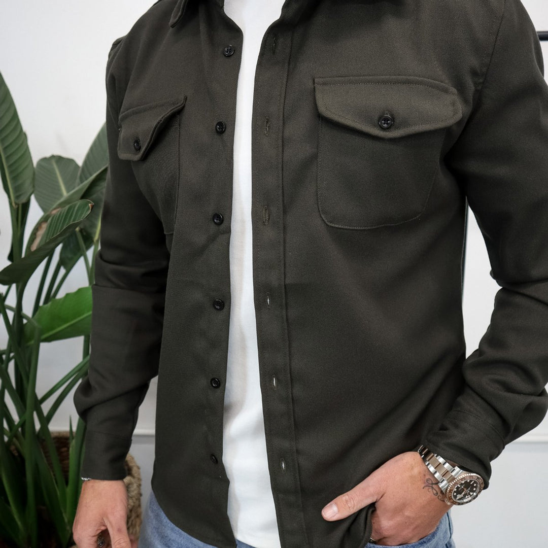 Men's Long-Sleeve Cotton Overshirt Flannel Shirt Jacket