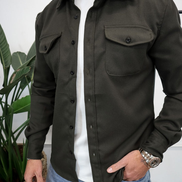Men's Long-Sleeve Cotton Overshirt Flannel Shirt Jacket