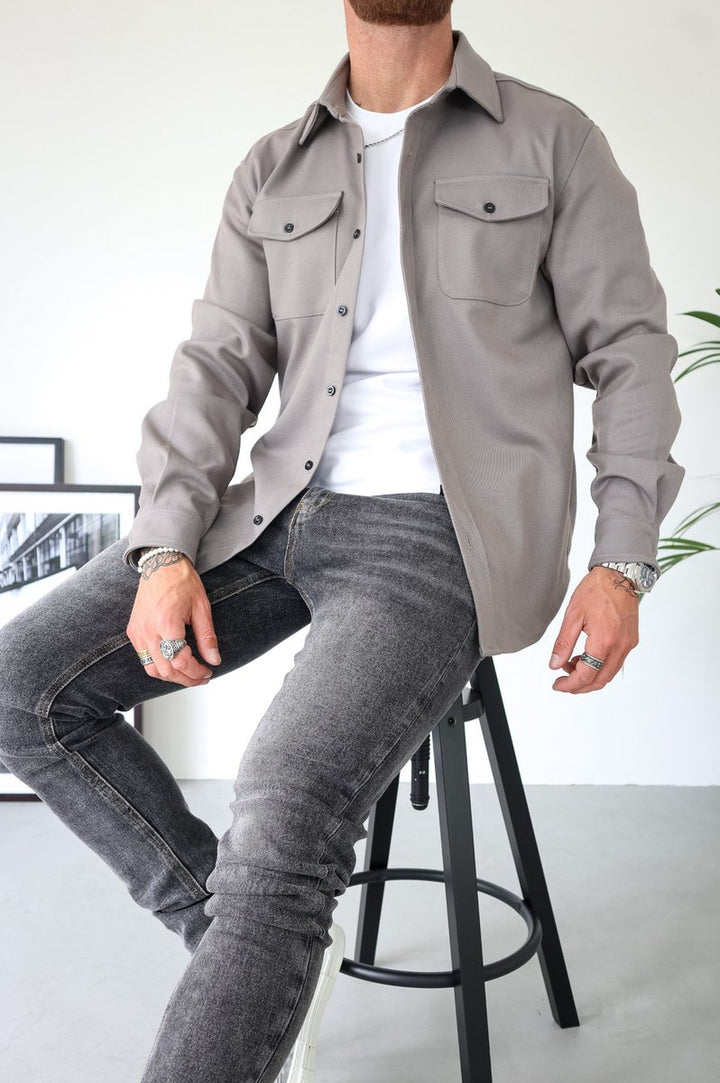 Men's Long-Sleeve Cotton Overshirt Flannel Shirt Jacket