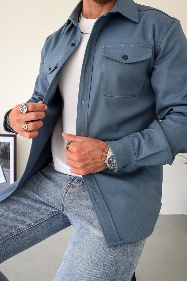 Men's Long-Sleeve Cotton Overshirt Flannel Shirt Jacket