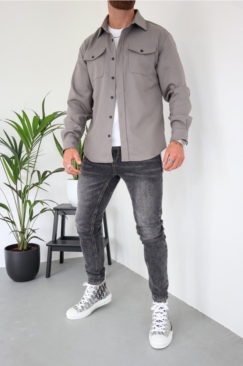 Men's Long-Sleeve Cotton Overshirt Flannel Shirt Jacket