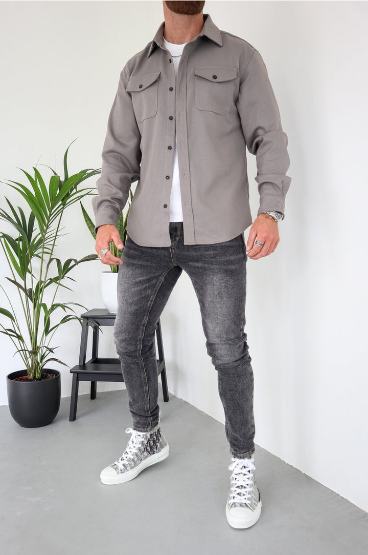 Men's Long-Sleeve Cotton Overshirt Flannel Shirt Jacket
