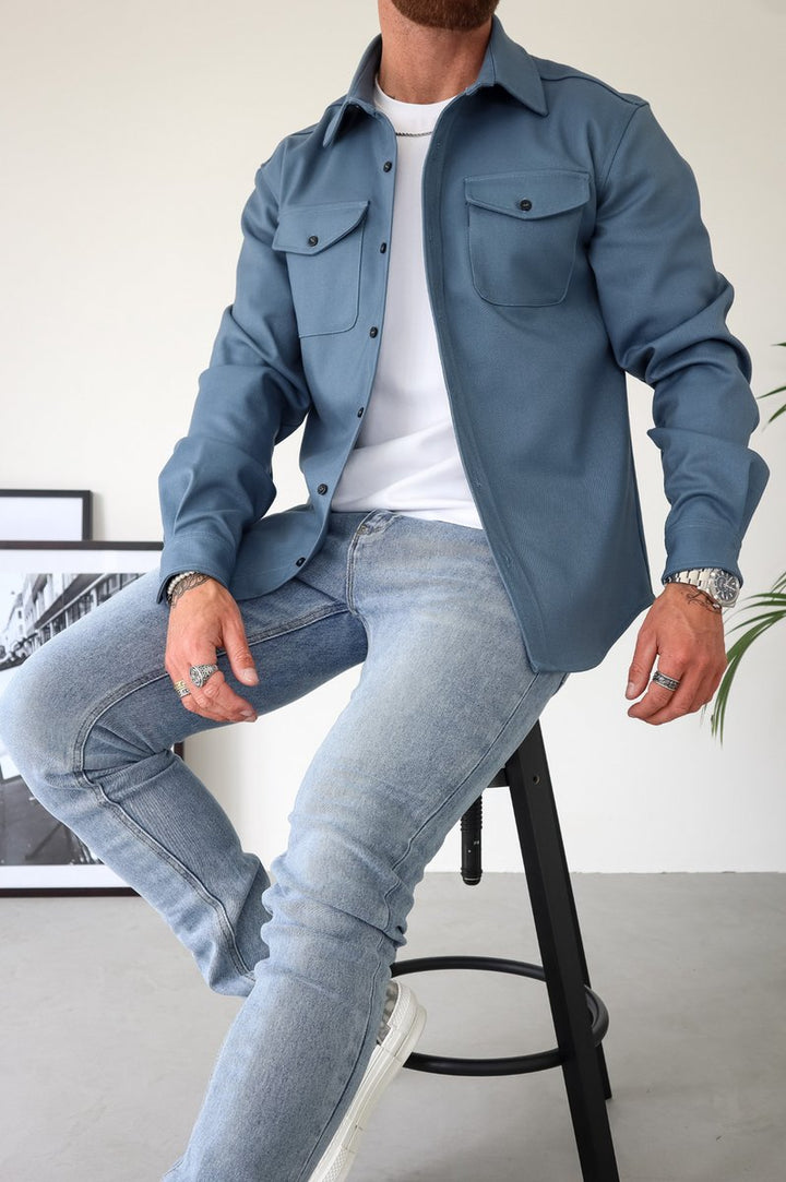 Men's Long-Sleeve Cotton Overshirt Flannel Shirt Jacket