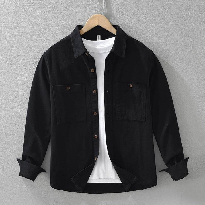 Men's Long-Sleeve Cotton Overshirt Relaxed Fit Double Pocket Flannel Shirt