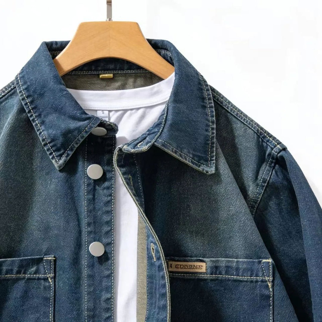 Men's Long-Sleeve Denim Overshirt Relaxed-Fit Layering Shirt