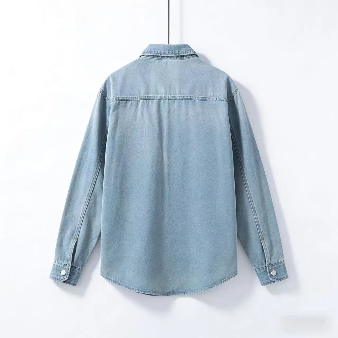 Men's Long-Sleeve Denim Overshirt Relaxed-Fit Layering Shirt