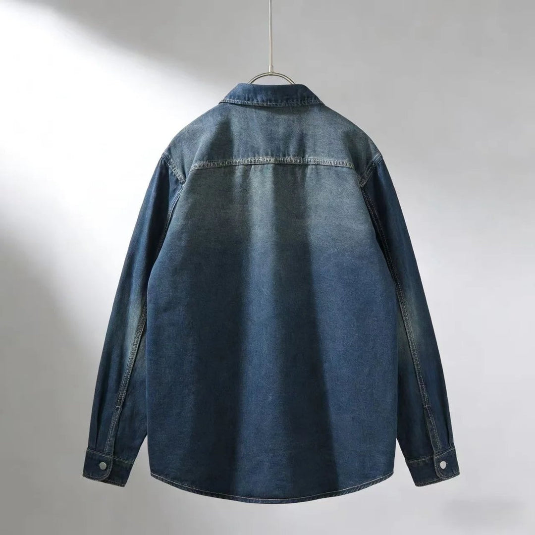 Men's Long-Sleeve Denim Overshirt Relaxed-Fit Layering Shirt