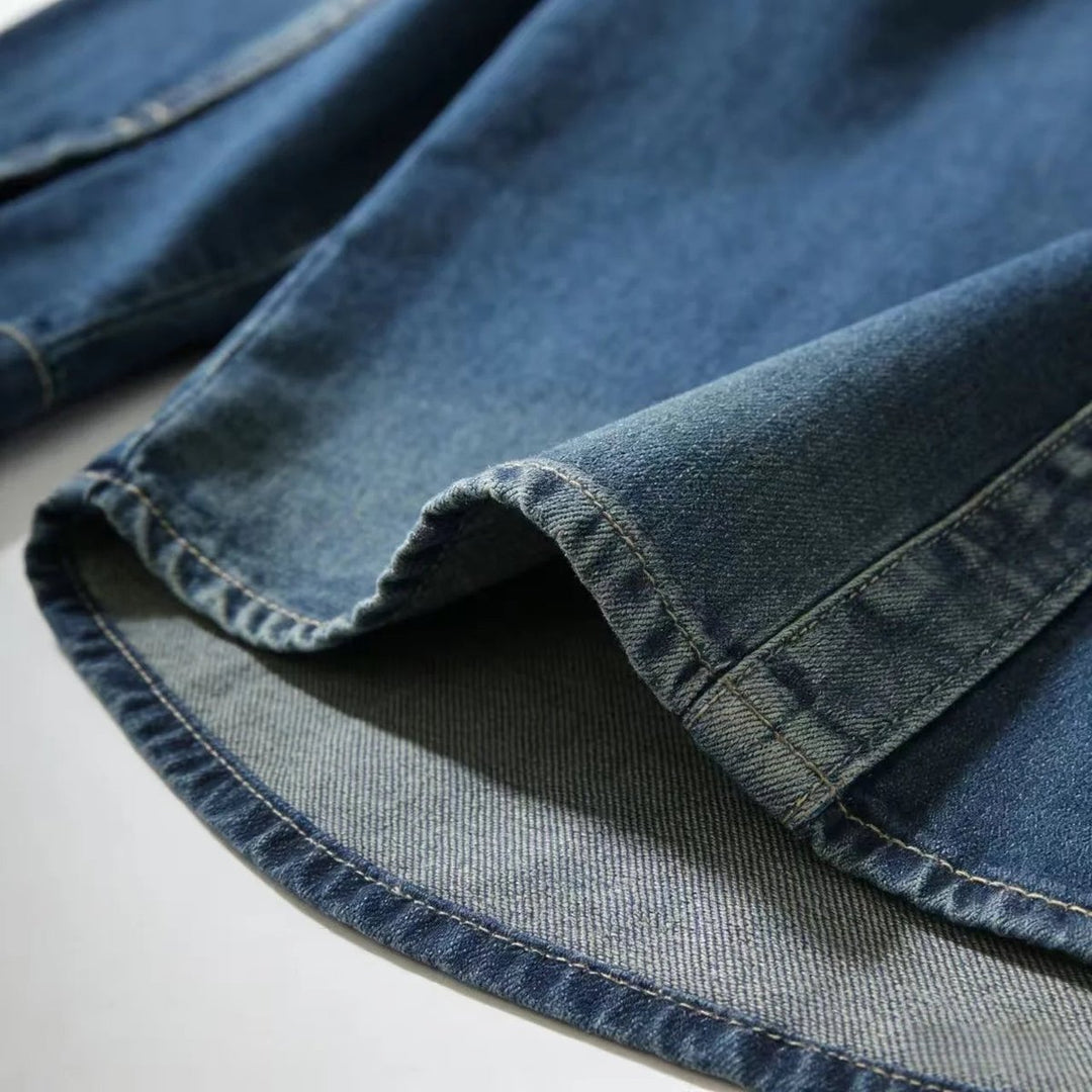 Men's Long-Sleeve Denim Overshirt Relaxed-Fit Layering Shirt