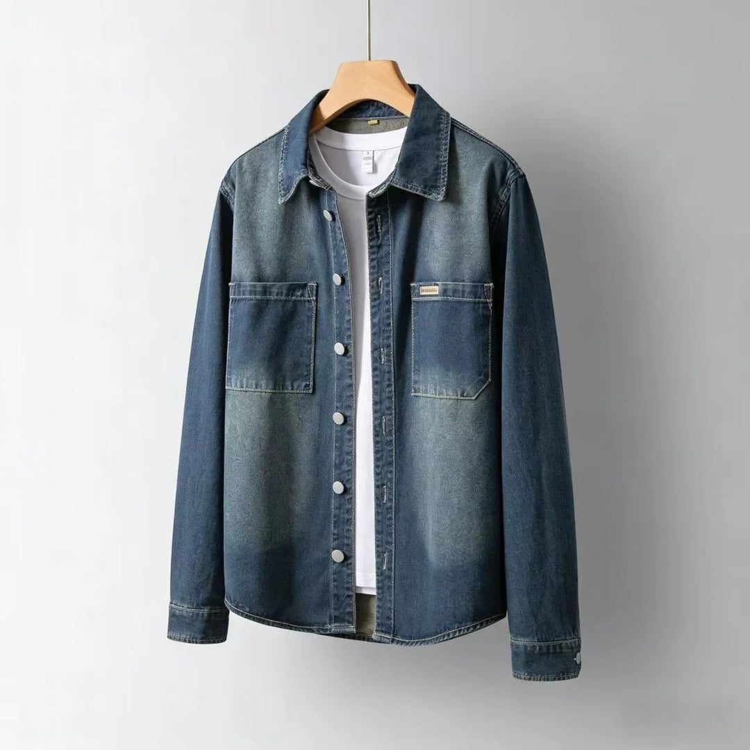 Men's Long-Sleeve Denim Overshirt Relaxed-Fit Layering Shirt