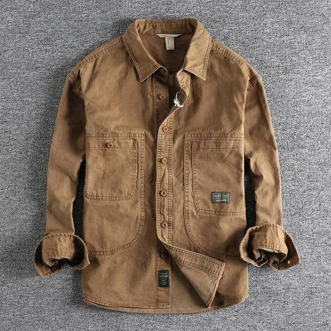 Mens Long-Sleeve Field Shirt Relaxed-Fit Utility Cotton Overshirt