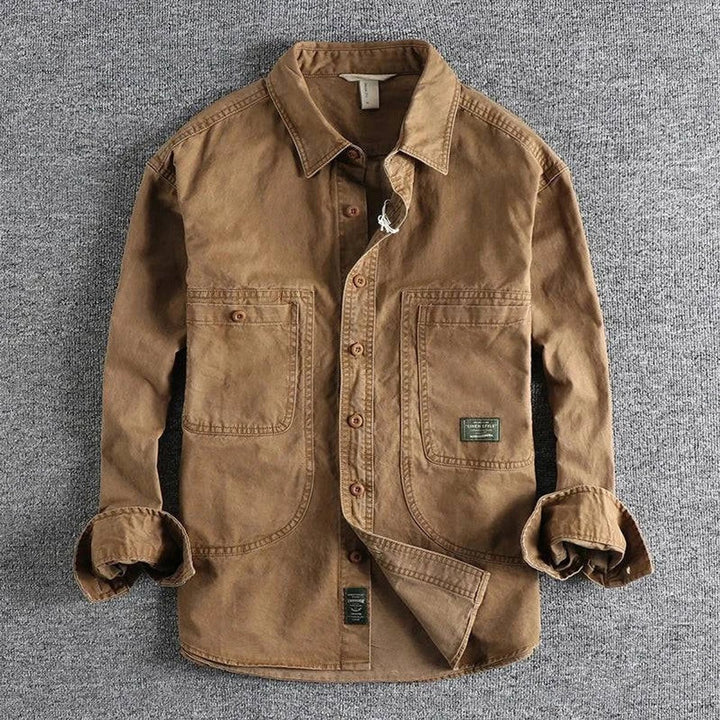 Mens Long-Sleeve Field Shirt Relaxed-Fit Utility Cotton Overshirt