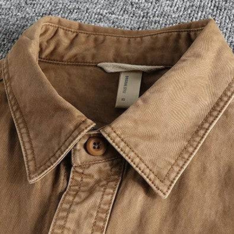 Mens Long-Sleeve Field Shirt Relaxed-Fit Utility Cotton Overshirt