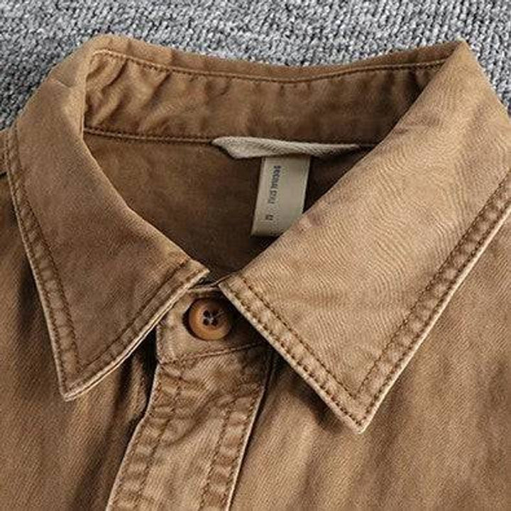Mens Long-Sleeve Field Shirt Relaxed-Fit Utility Cotton Overshirt