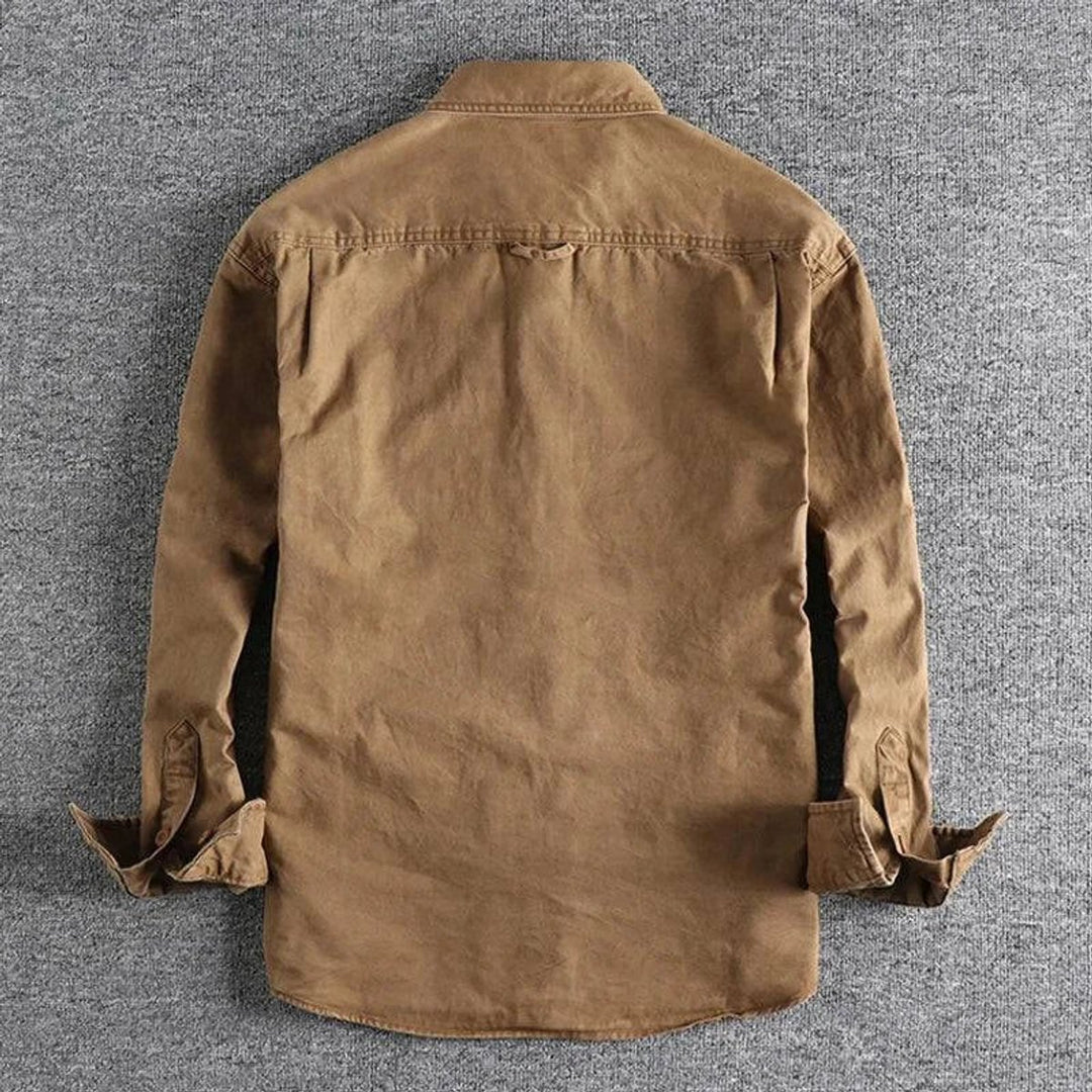 Mens Long-Sleeve Field Shirt Relaxed-Fit Utility Cotton Overshirt