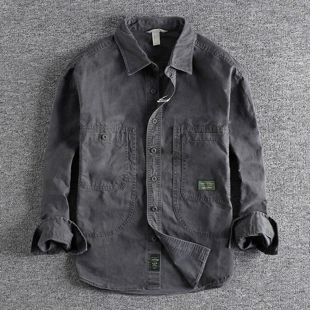 Mens Long-Sleeve Field Shirt Relaxed-Fit Utility Cotton Overshirt