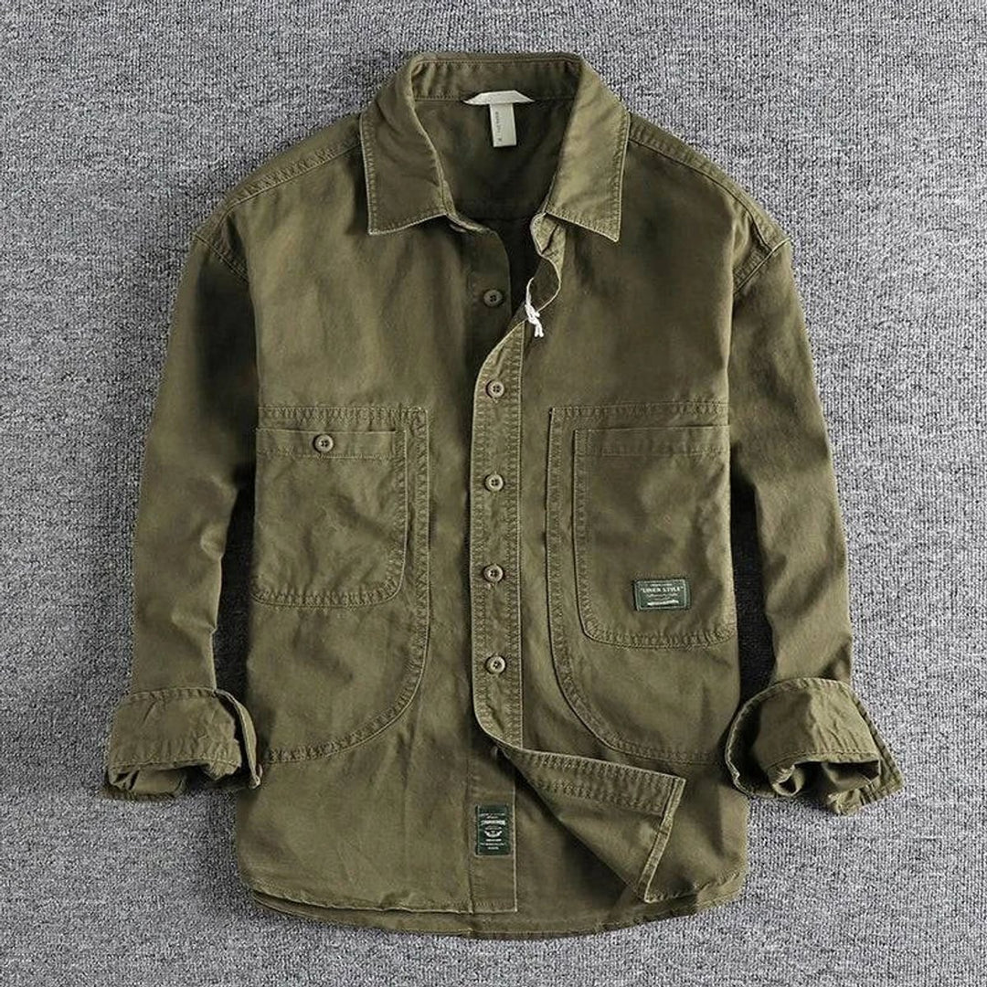 Mens Long-Sleeve Field Shirt Relaxed-Fit Utility Cotton Overshirt