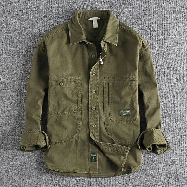 Mens Long-Sleeve Field Shirt Relaxed-Fit Utility Cotton Overshirt