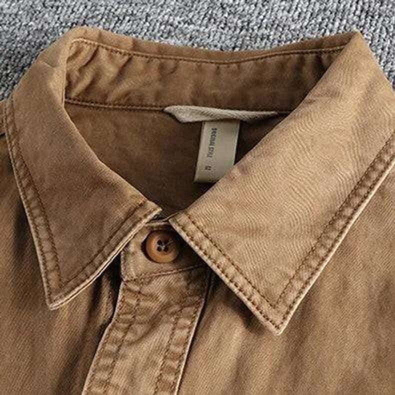 Mens Long-Sleeve Field Shirt Relaxed-Fit Utility Cotton Overshirt