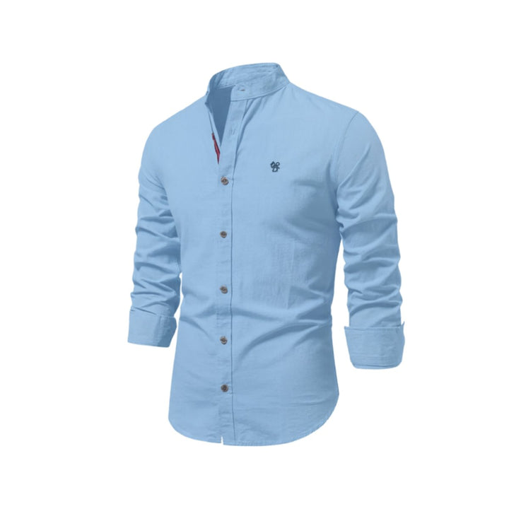 Mens Long-Sleeve Henley Button-Up Casual Oxford Shirt