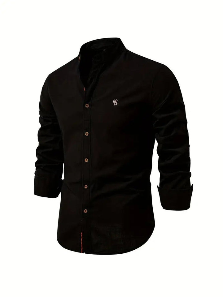 Mens Long-Sleeve Henley Button-Up Casual Oxford Shirt