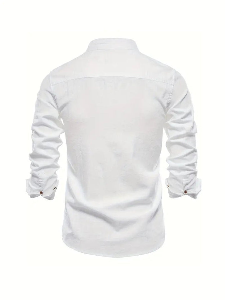 Mens Long-Sleeve Henley Button-Up Casual Oxford Shirt