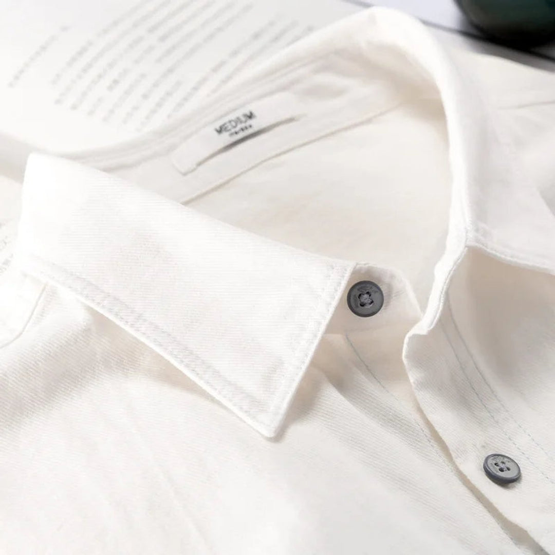 Mens Long-Sleeve Shirt Relaxed-Fit Triple-Tone Block Panel Cotton Shirt