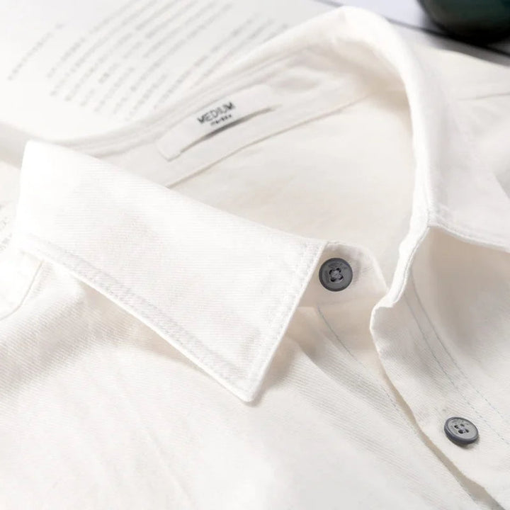 Mens Long-Sleeve Shirt Relaxed-Fit Triple-Tone Block Panel Cotton Shirt