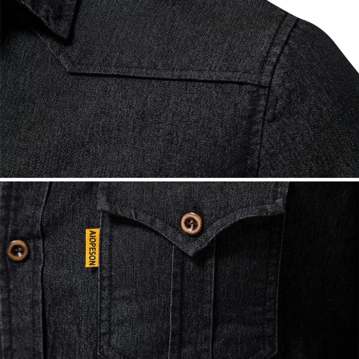 Men's Long-Sleeve Slim-Fit Cotton Denim Shirt