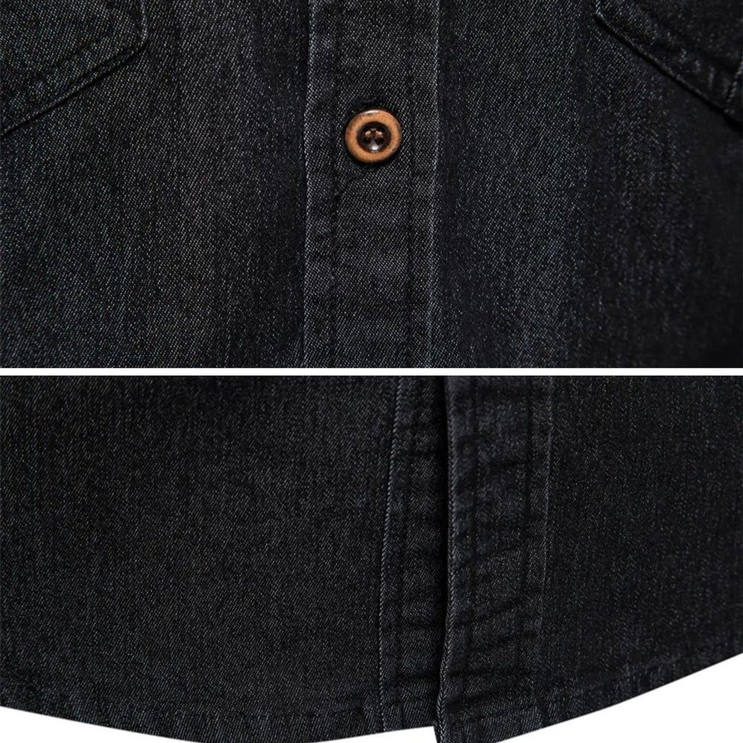 Men's Long-Sleeve Slim-Fit Cotton Denim Shirt