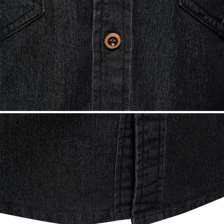 Men's Long-Sleeve Slim-Fit Cotton Denim Shirt