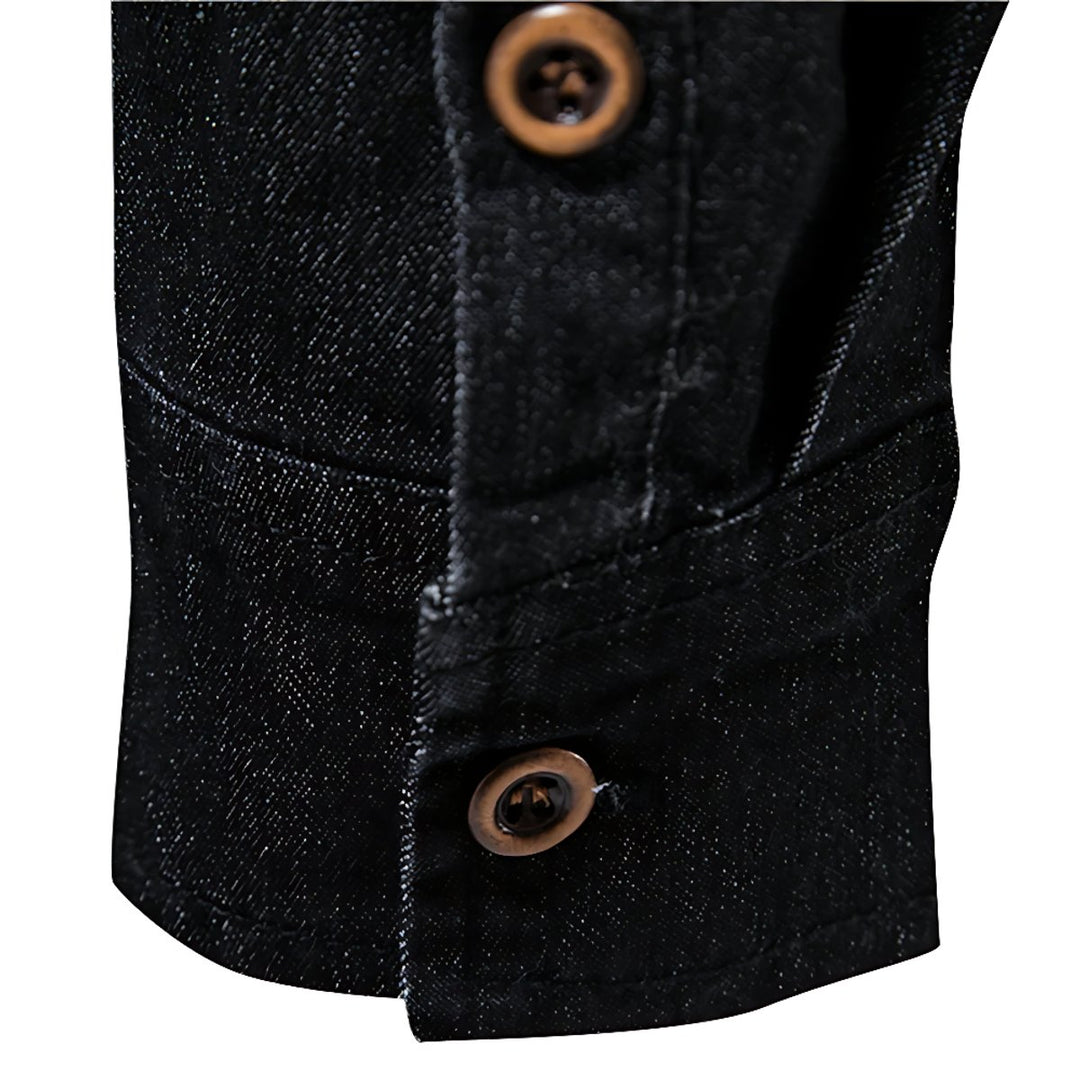 Men's Long-Sleeve Slim-Fit Cotton Denim Shirt