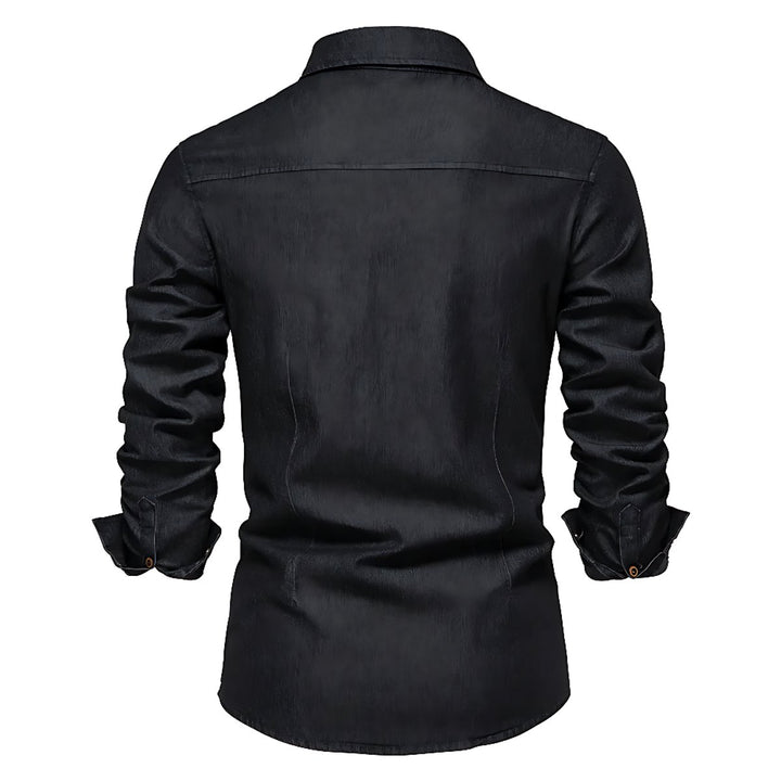 Men's Long-Sleeve Slim-Fit Cotton Denim Shirt