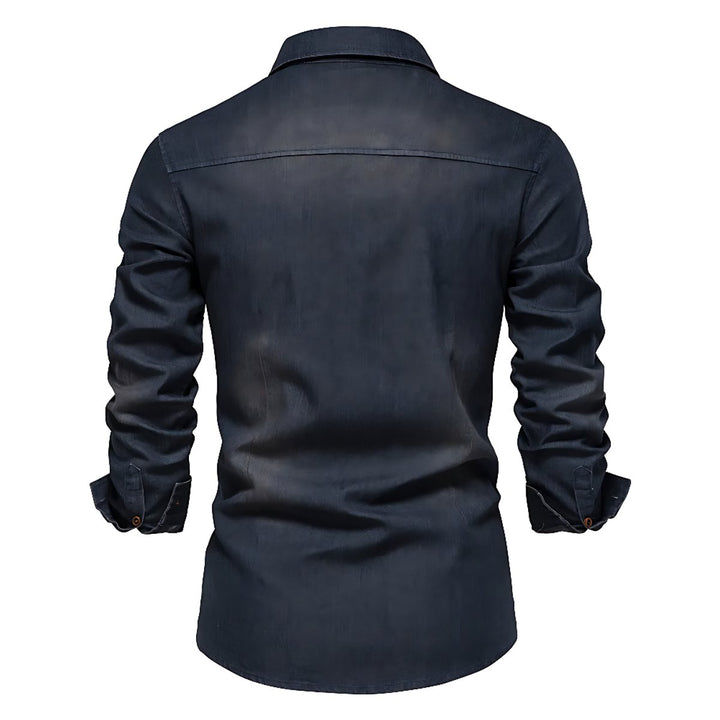 Men's Long-Sleeve Slim-Fit Cotton Denim Shirt