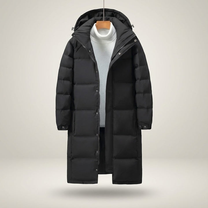 Men's Longline Insulated Hooded Puffer Coat Waterproof Jacket