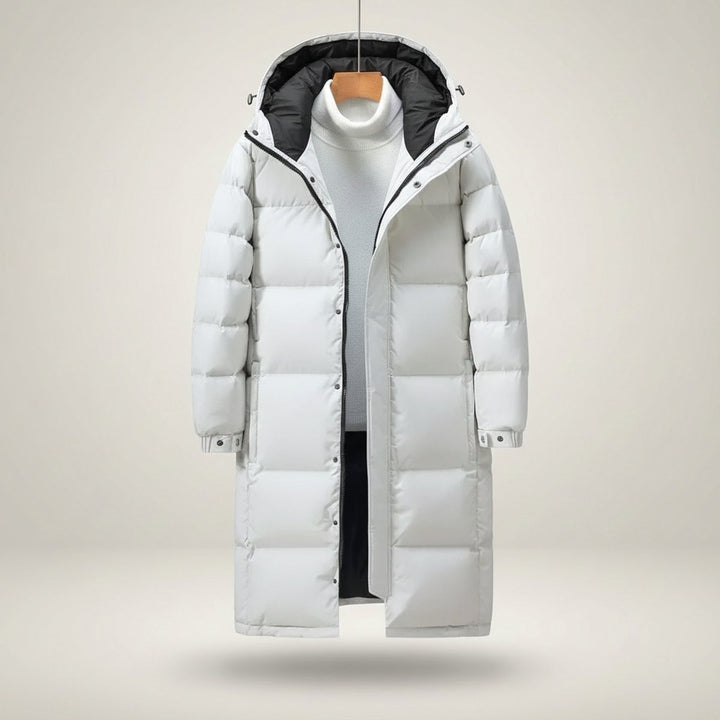 Men's Longline Insulated Hooded Puffer Coat Waterproof Jacket
