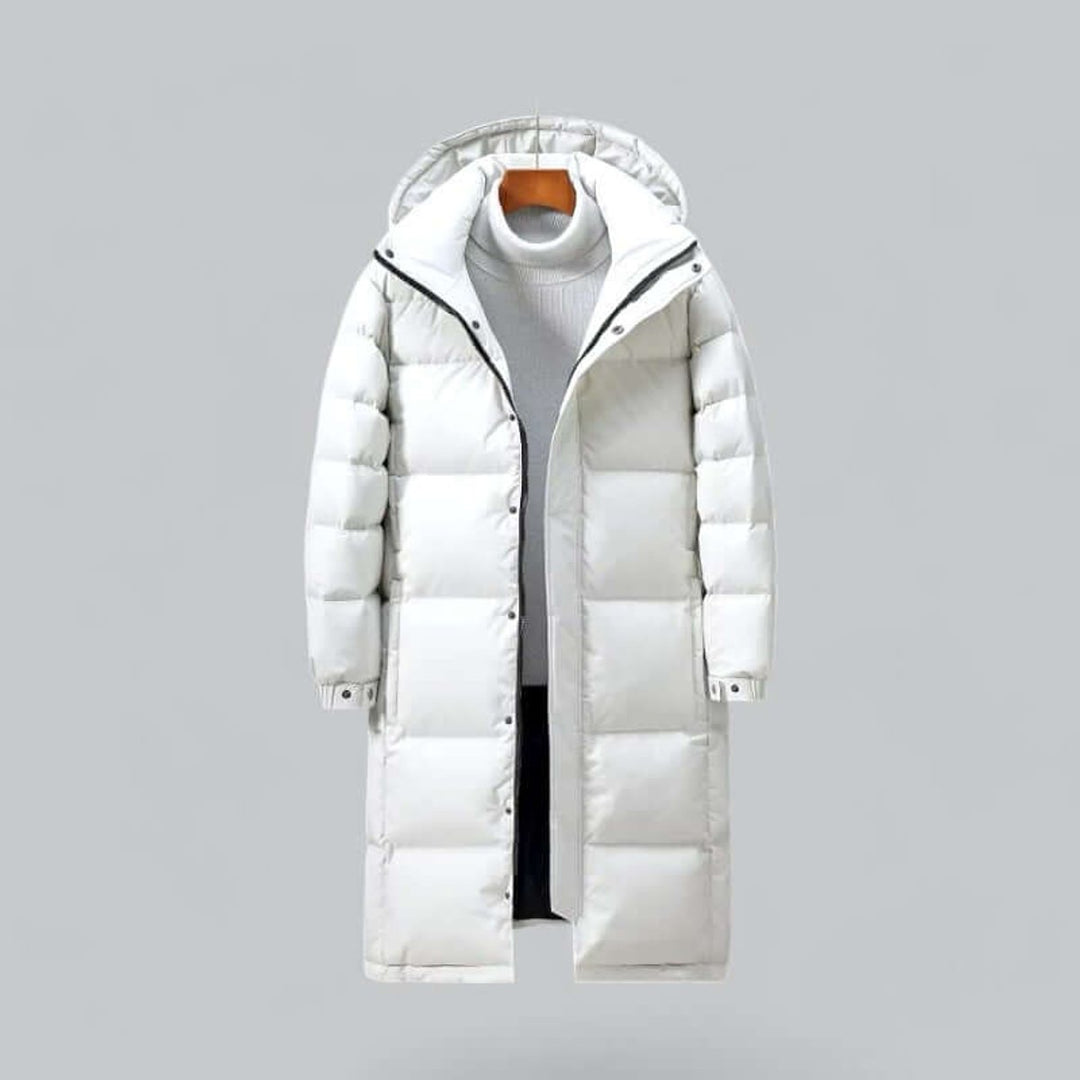 Men's Longline Padded Hooded Windproof Winter Parka Coat